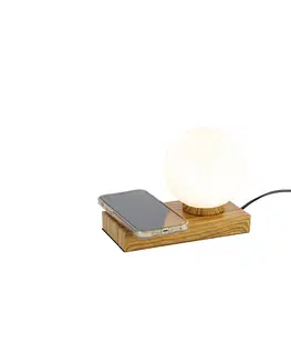 Stolove lampy Stolná lampa natural s dotykovou a indukčnou nabíjačkou - Janneke