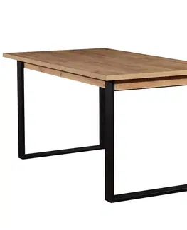 Jedálenské stoly Rozkladací stôl ST42 150/198x85cm  dub wotan/cierny