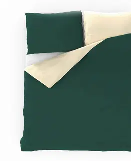 Obliečky Kvalitex Saténové obliečky Luxury Collection tm. zelená/smotanová, 140 x 200 cm, 70 x 90 cm