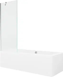 Sprchové dvere MEXEN/S - Cube obdĺžniková vaňa 170 x 80 cm s panelom + vaňová zástena 70 cm, transparent, chróm 550517080X9507000001