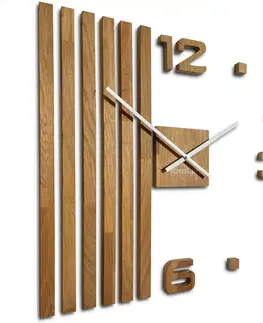 Hodiny Drevené dubové nástenné hodiny Lamele 60cm FlexiStyle z230-2