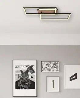 Stropné svietidlá Globo Stropné svietidlo Colli LED, šírka 49 cm, tmavé drevo, drevo