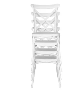 Záhradné stoličky a kreslá Stohovateľná stolička, biela, SAVITA