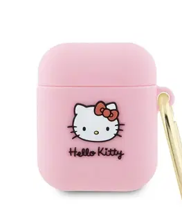 Slúchadlá Hello Kitty Liquid Silicone 3D Kitty Head Logo obal pre Apple AirPods 12, ružové 57983116940