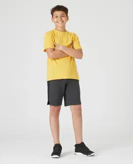 nohavice Chlapčenské tričko 500 na cvičenie žlté