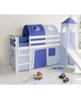 Vyvýšené detské postele Posteľ S Priestorom Na Hru Kasper Záves Modrý