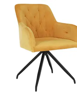 Stoličky Otočná stolička, horčicová Velvet látka/čierna, VELEZA