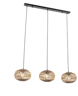 Zavesne lampy Orientálna závesná lampa bambusová 3-svetlá predĺžená - Amira