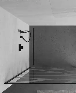 Sprchové dvere MEXEN/S - KIOTO Sprchová zástena WALK-IN 70x200 cm 8 mm, čierna, biely vzor 800-070-101-70-97