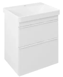 Kúpeľňa SAPHO - SITIA umývadlová skrinka 56,4x70x44,2cm, 2x zásuvka, biela matná SI060-3131
