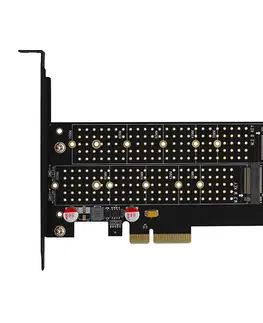 Výmenné kity a boxy AXAGON PCEM2-D PCI-E 3.0 4x - DUAL M.2 SSD (NVMe + SATA), dual voltage, up to 110mm SSD PCEM2-D