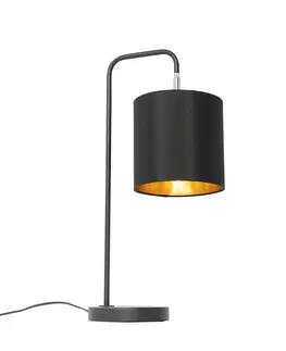 Stolove lampy Moderná stolová lampa čierna so zlatým interiérom - Lofty