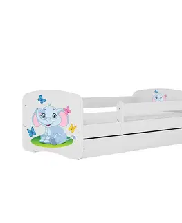 Jednolôžkové postele Detská Posteľ. Babydreams+Sz+M Biely 80x180 Slon