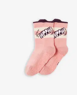 ponožky Detské protišmykové ponožky 600 ružové s potlačou