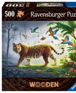 Hračky puzzle RAVENSBURGER - Drevené puzzle tiger v džungli 500 dielikov
