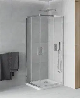 Vane MEXEN/S - Rio Sprchovací kút štvorcový 90x90, transparent, chrom + vanička so sifónom 860-090-090-01-00-4010