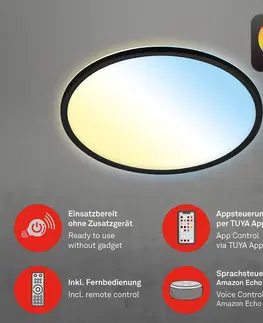 SmartHome stropné svietidlá Briloner Stropné LED svetlo Slim smart čierna CCT okrúhle