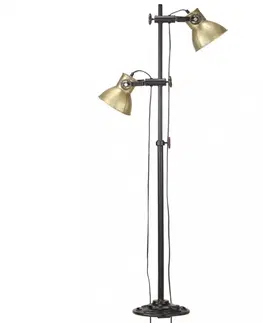 Osvetlenie Stojacia lampa s 2 svietidlami liatina Dekorhome Strieborná