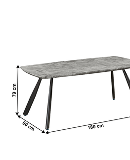 Jedálenské stoly KONDELA Adelon jedálenský stôl betón / čierna