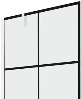 Sprchové dvere MEXEN/S - Next vaňová zástena FIX 80x150 cm, čierny dekor, biela 895-080-000-00-77-20