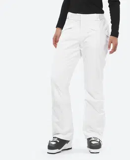 nohavice Dámske hrejivé a priedušné lyžiarske nohavice 500 biele