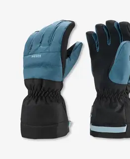 rukavice Detské hrejivé a nepremokavé lyžiarske rukavice 500 modré