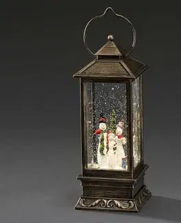 Vianočné dekorácie Dekoratívny LED lampáš so snehuliakom, hnedá