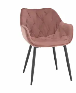 Stoličky Dizajnové kreslo, ružová Velvet látka, FEDRIS