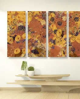 Abstraktné obrazy 5-dielny obraz abstrakcia inšpirovaná G. Klimtom