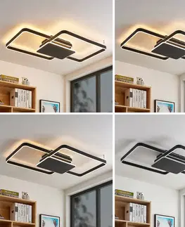 Stropné svietidlá Lucande Lucande Kadira stropné LED svetlo, 102 cm, čierna