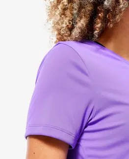 fitnes Dámske tričko 120 na fitness s krátkym rukávom fialové
