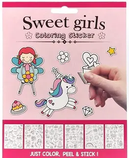 Kreatívne a výtvarné hračky WIKY - Vyfarbovacie nálepky Sweet Girls 6 strán