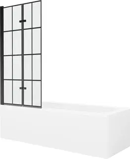 Sprchové dvere MEXEN/S - Vega obdĺžniková vaňa 170 x 70 cm s panelom + vaňová zástena 80 cm, čierna vzor 550117077X9208027077