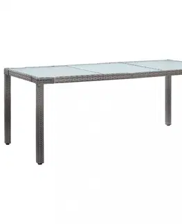 Záhradné stoly Záhradný stôl 150x90x75 cm sklo / polyratan Dekorhome Čierna / priehľadná
