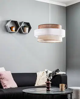 Závesné svietidlá Duolla Závesná lampa Space, biela/béžová/hnedá