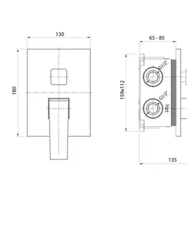 Kúpeľňové batérie AQUALINE - RITMO podomietková sprchová batéria, box, 3 výstupy, chróm RT043