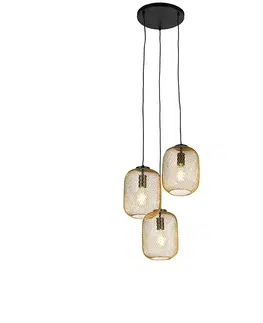 Zavesne lampy Art Deco závesná lampa zlatá 45 cm 3-svetlá - Bliss Mesh
