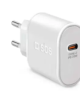 Nabíjačky pre mobilné telefóny SBS Cestovný adaptér 1 x USB-C, PD 20 W, biela TETR1CPD20