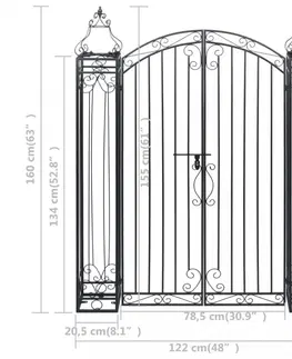 Záhradné potreby Okrasná záhradná brána kov Dekorhome 134 cm