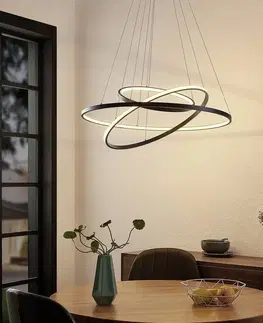 Závesné svietidlá Lucande Lucande Filippa závesné LED svietidlo s 3 kruhmi