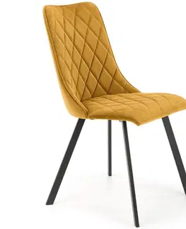 Čalúnené stoličky Stolička K450 Velvet/Kov Horčica