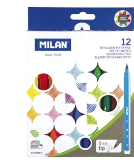 Hračky MILAN - Fixy s guľatým hrotom fine 2 mm - sada 12 ks