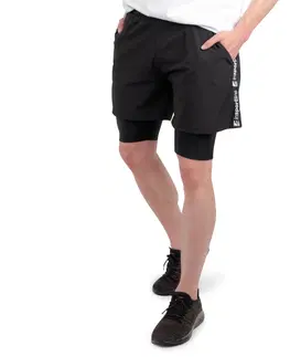 Pánske kraťasy a šortky Pánske kraťasy 2v1 inSPORTline Closefit Short čierna - XL