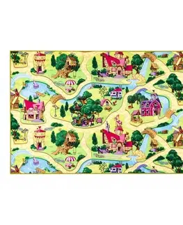 Koberce a koberčeky Vopi Dětský koberec Rozprávková dedinka, 133 x 133 cm, 133 x 133 cm
