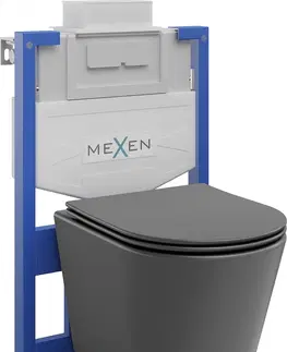Kúpeľňa MEXEN/S - WC predstenová inštalačná sada Fenix XS-U s misou WC Rico + sedátko softclose, tmavo šedá mat 68530724071