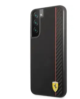 Puzdrá na mobilné telefóny Zadný kryt Ferrari Smooth and Carbon Effect pre Samsung Galaxy S22 Plus, čierna 57983107863
