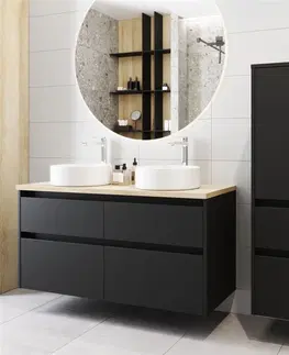 Kúpeľňový nábytok MEREO - Opto kúpeľňová skrinka vysoká 125 cm, ľavé otváranie, biela/dub Riviera CN934L