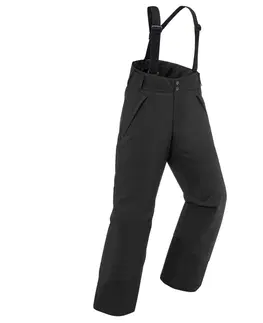 nohavice Detské lyžiarske nohavice PNF 500 nepremokavé s trakmi čierne
