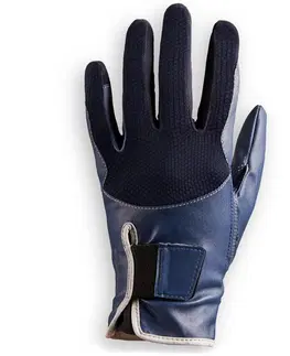 rukavice Detské jazdecké rukavice 560 tmavomodro-bledomodré