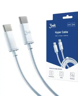 USB káble 3mk Hyper Cable USB-CUSB-C 2m, 100 W, biely 3MK464543